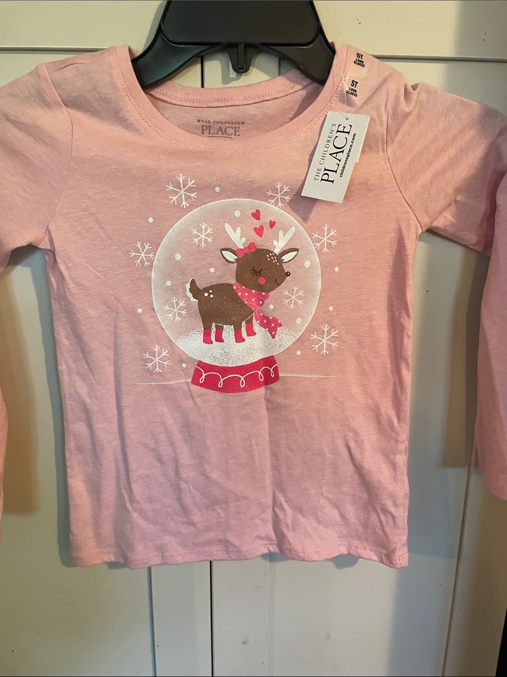 The Children's Place Light Pink Reindeer Snow Globe Long-Sleeve Tee